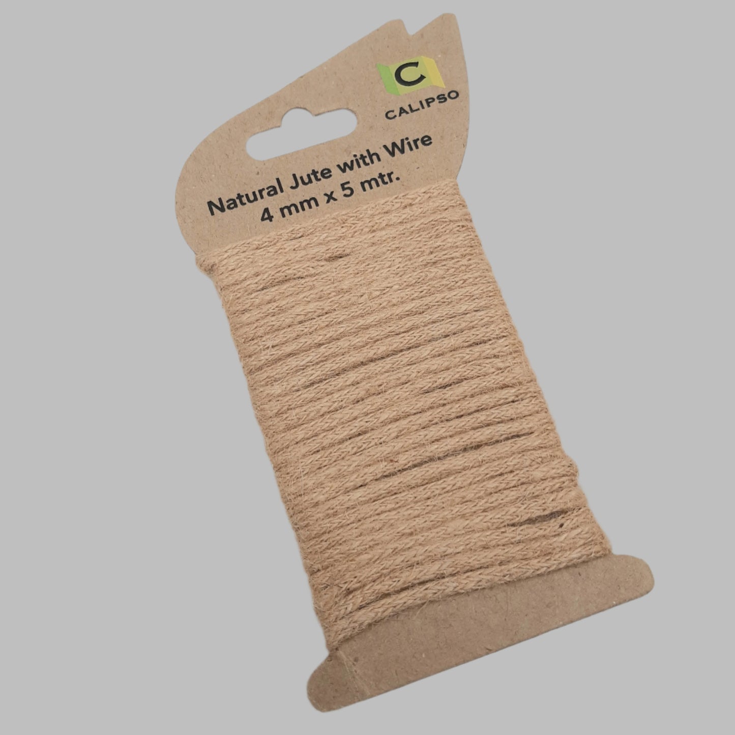 A card wrapped with Natural Jute coveredf wire.