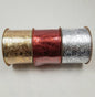 3 Reels of Damask Patterned Ribbon in Gold, Red and Silver colours.