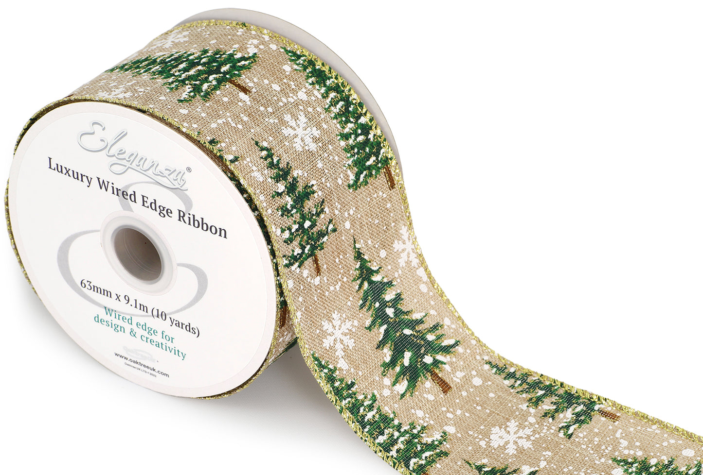 Christmas-Ribbon-Wired-Edge-Christmas-Tree-with-Snow-63mm-x-9.1m