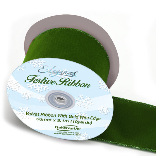 Christmas-Ribbon-Wired-Edge-Green-Velvet-60mm-x-9.1m