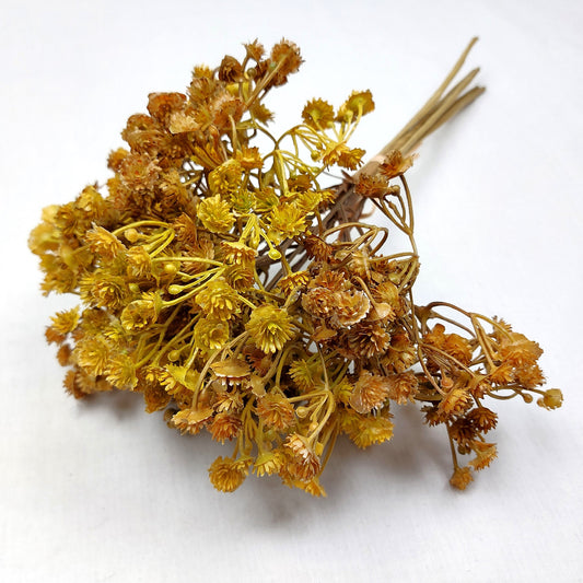 Artificial Bouquet of dried look yellow flowers on a white background