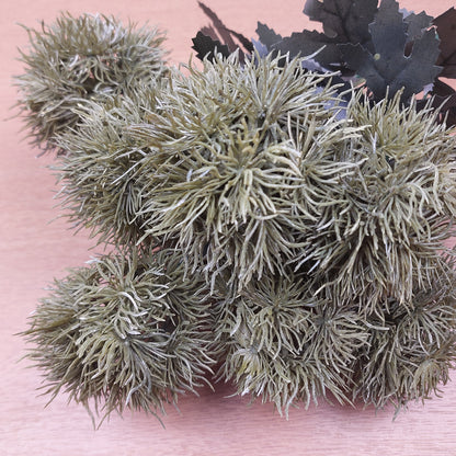 Artificial Green Trick Pom Pom Sweet Williams plants with a wooden background