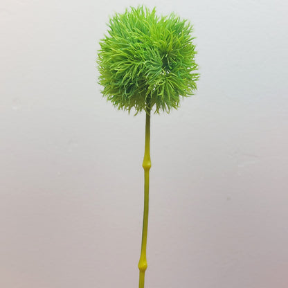 Artificial Green Trick Dianthus decorative Pom Pom flower on a white background