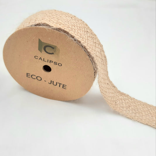 A reel of 38mm Brown Jute Ribbon.