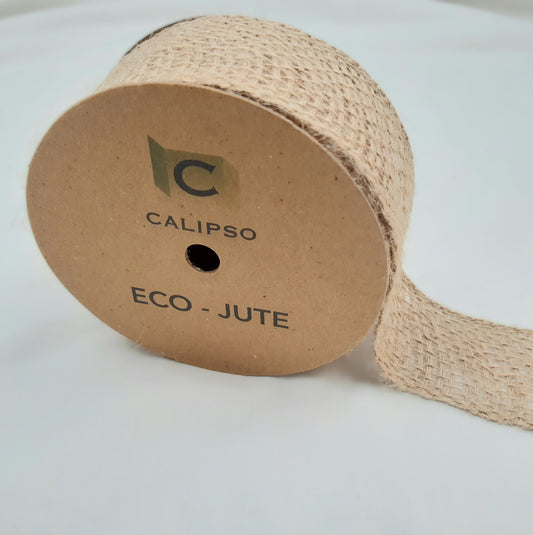 A reel of 50mm Brown Jute Ribbon.