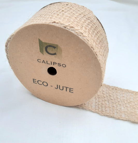 A reel of 63mm Brown Jute Ribbon.