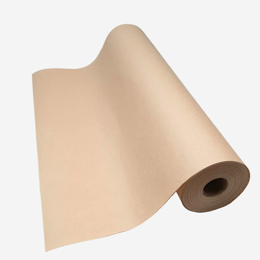 A roll of natural brown Kraft paper against a light background