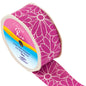 Linen-Ribbon-Cut-Edge-Fuchsia-Floral-38mm-x-10m