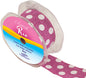 Linen-Ribbon-Cut-Edge-Fuchsia-Polka-Dot-38mm-x-10m