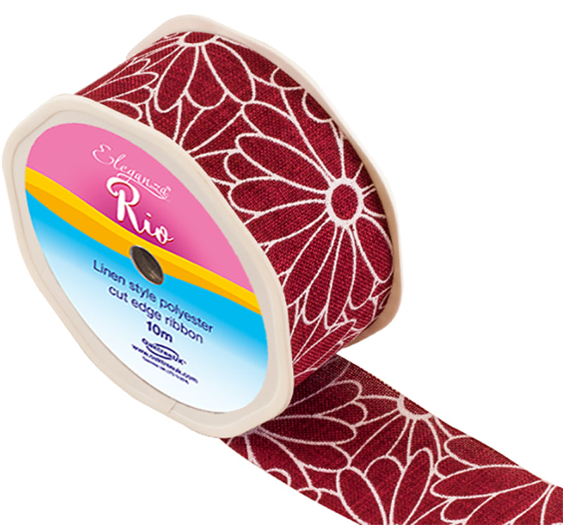Linen-Ribbon-Cut-Edge-Red-Floral-38mm-x-10m