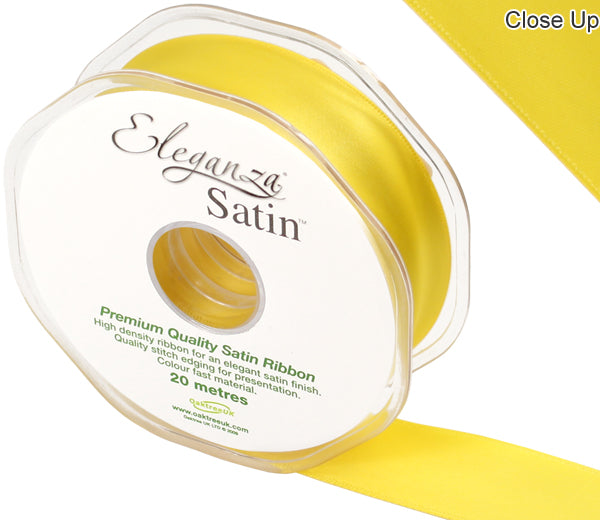 Satin-Ribbon-Double Faced-Yellow-25mm-x-20m